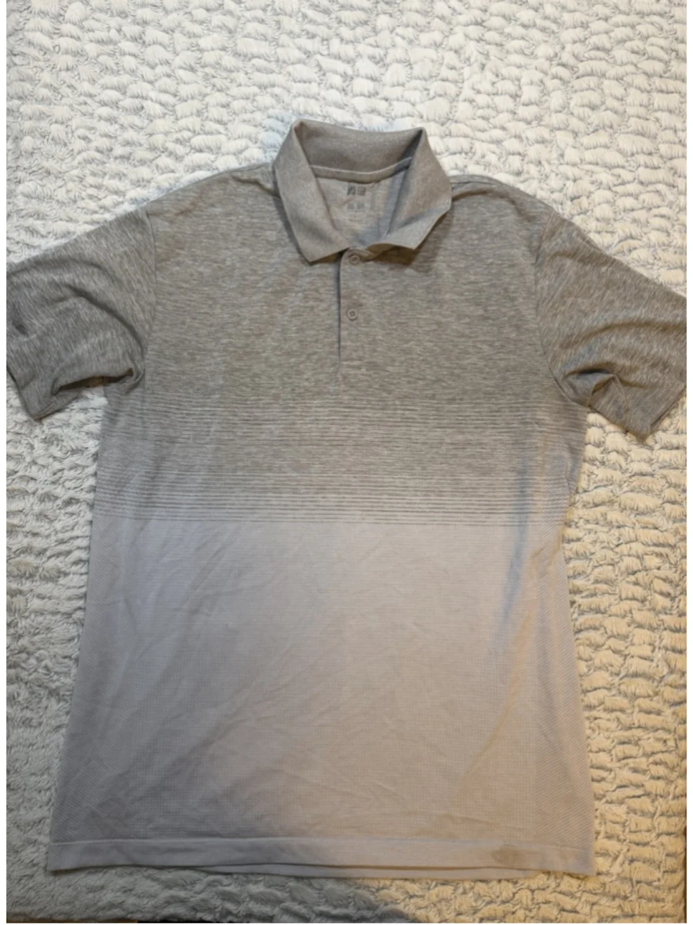 adidas Men's L Gray Polyester Short Sleeve Solid Collared Polo Button Placket